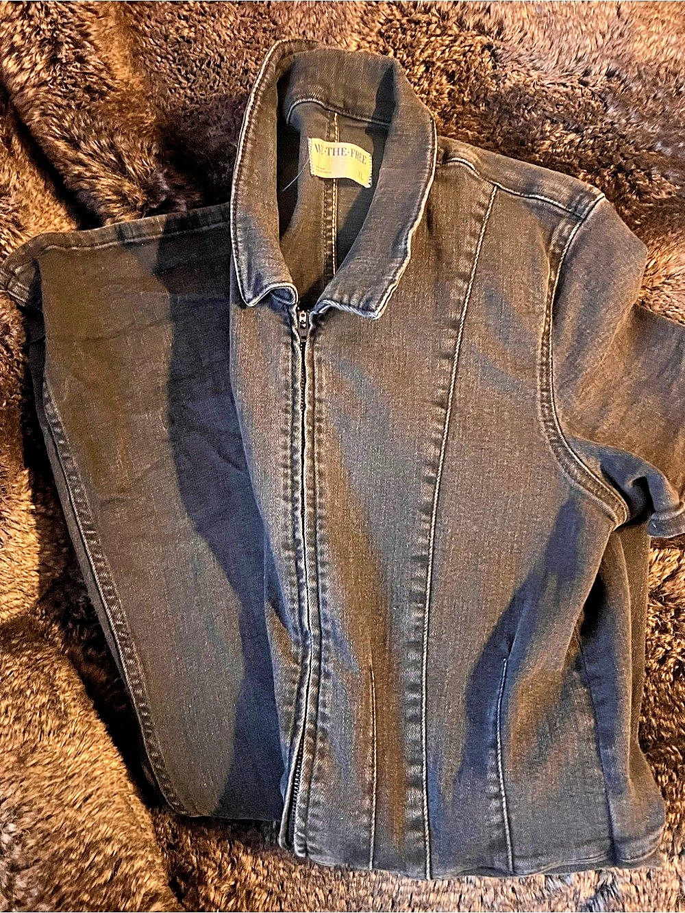 We The Free Black Zip Front Jumpsuit Size XL Like New